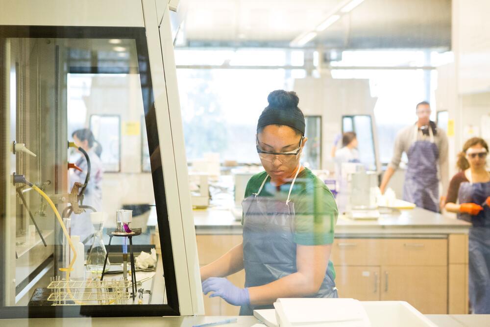 student in lab